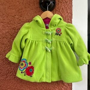 Marks & Spencer Baby Y2K Fleece Neon Green Jacket With Flowers Size 12-18 Months